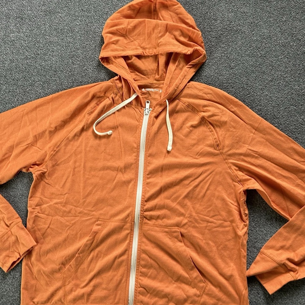 American Giant Hoodie Sweatshirt Mens XL Orange Full Zip Lightweight Made In USA